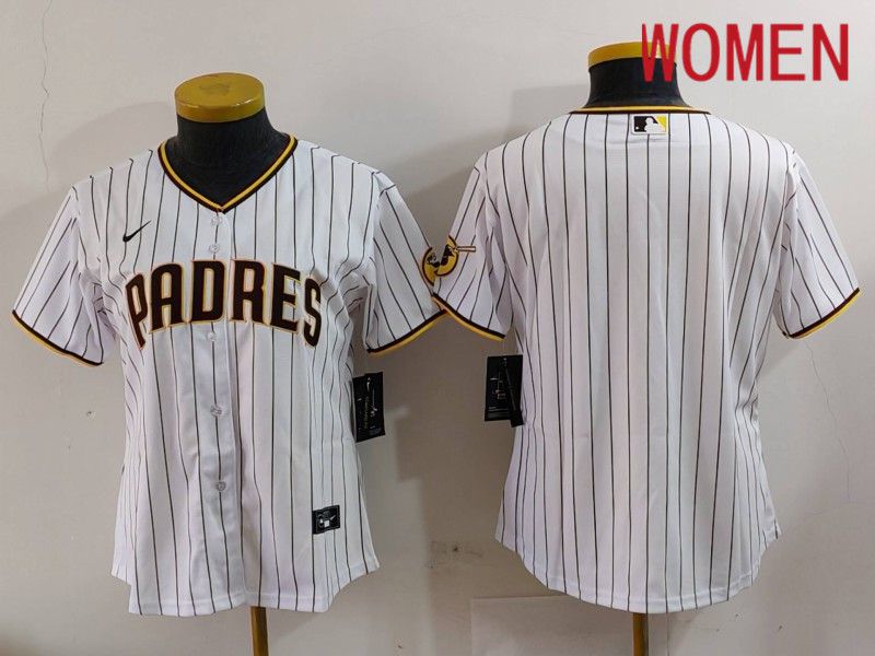 Women San Diego Padres Blank White Stripe Game 2024 Nike MLB Jersey style 1->women mlb jersey->Women Jersey